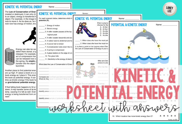 Kinetic and potential energy worksheet answer